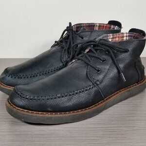 Toms Lace-up Chukka Boots, Black Leather, Mens Size 10 M / 43